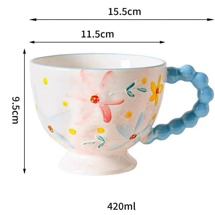 Artistic Floral Footed Breakfast Mug